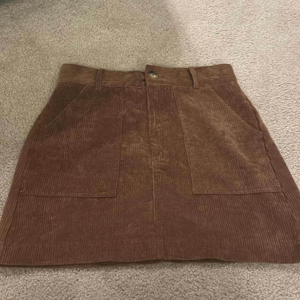 Shein Brown Corduroy Petite Small Skirt